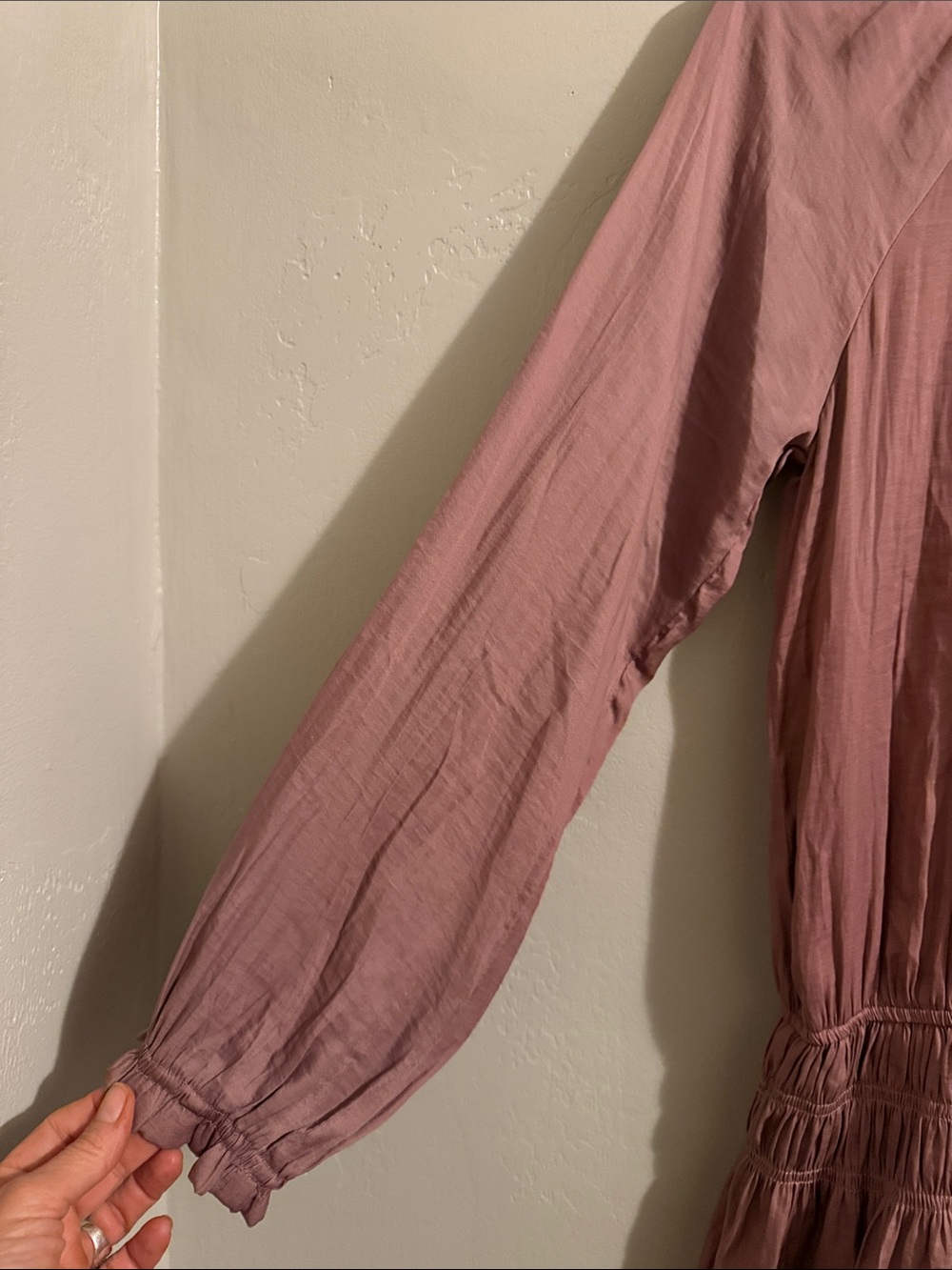 Mustard Seed Dusty Rose Long Sleeve Ruffle Tiered Dress - Picture 4 of 11
